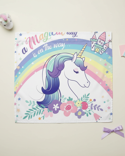 magical unicorn curtains - flat-lay