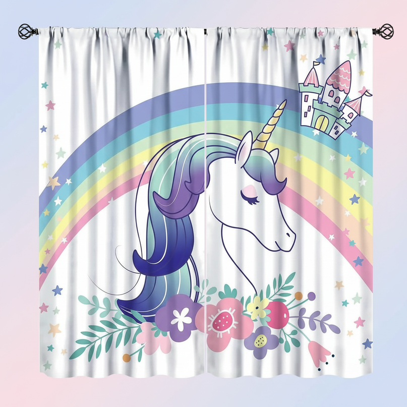 magical unicorn curtains - white-bg