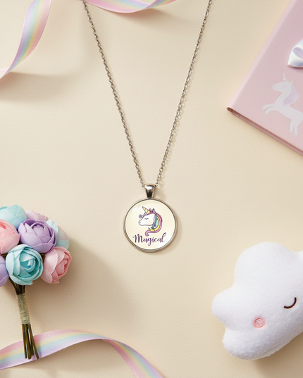 magical unicorn necklace - flat-lay