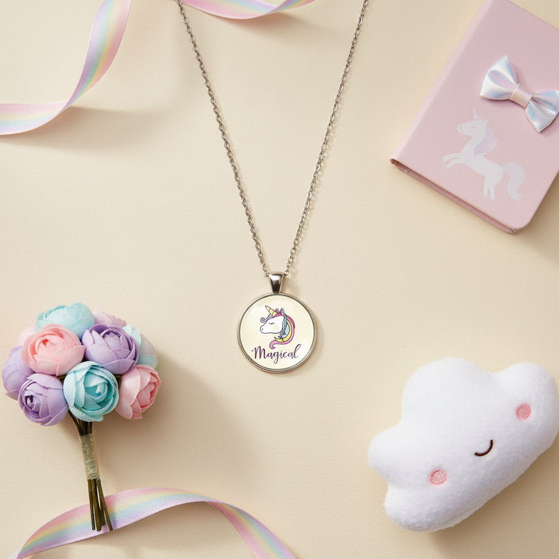 magical unicorn necklace - flat-lay