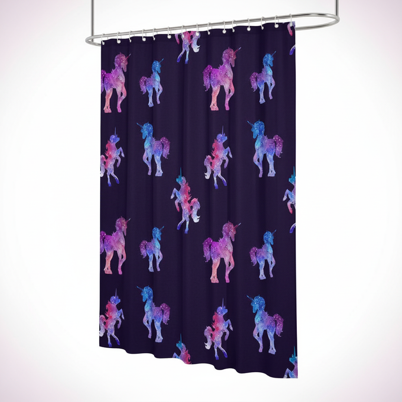 magical unicorn shower curtain - white-bg