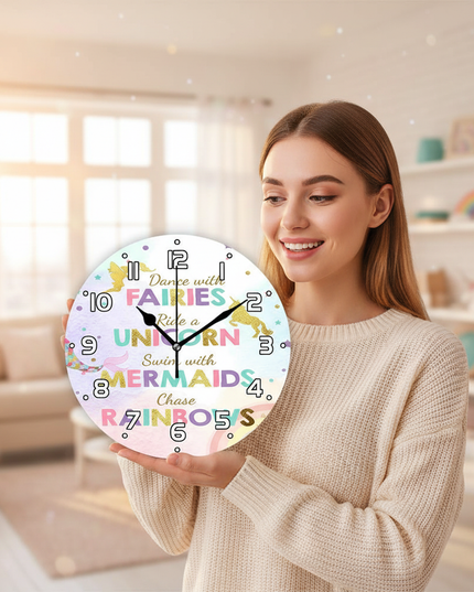 magical unicorn wall clock - in-use