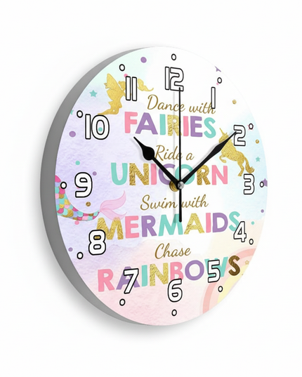 magical unicorn wall clock - white-bg