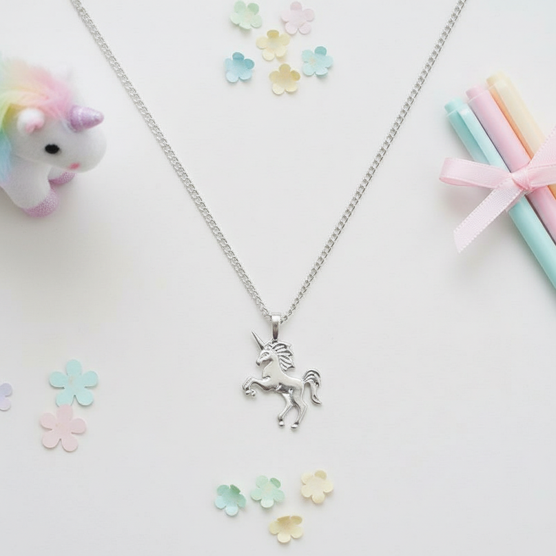 majestic unicorn necklace - flat-lay