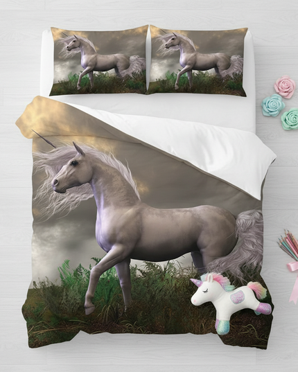 majestic wild unicorn bedding - flat-lay