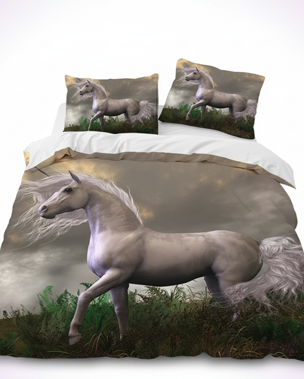 majestic wild unicorn bedding - white-bg
