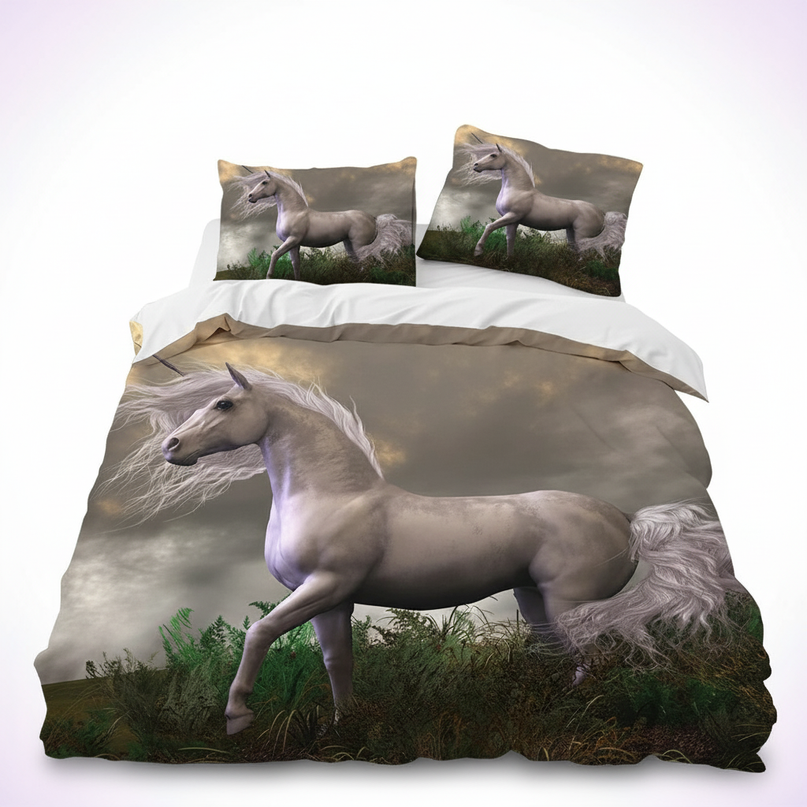 majestic wild unicorn bedding - white-bg