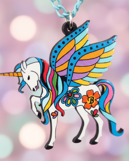 majestic winged unicorn necklace - detail