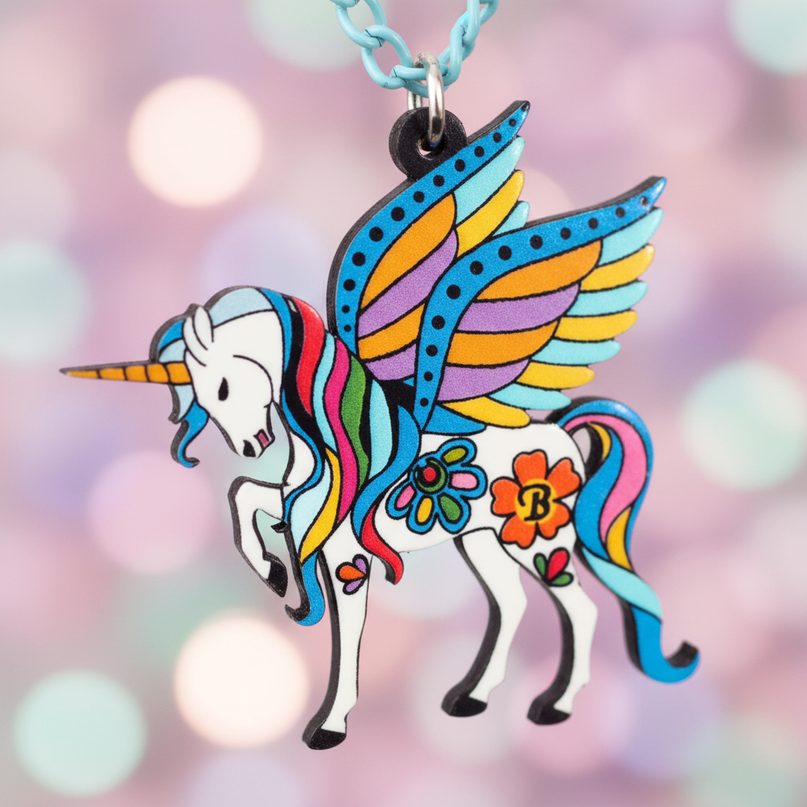 majestic winged unicorn necklace - detail