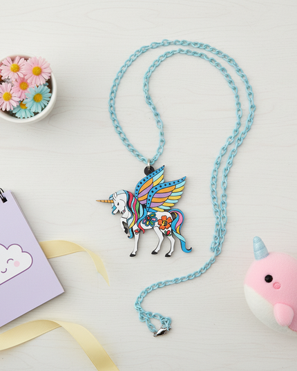 majestic winged unicorn necklace - flat-lay