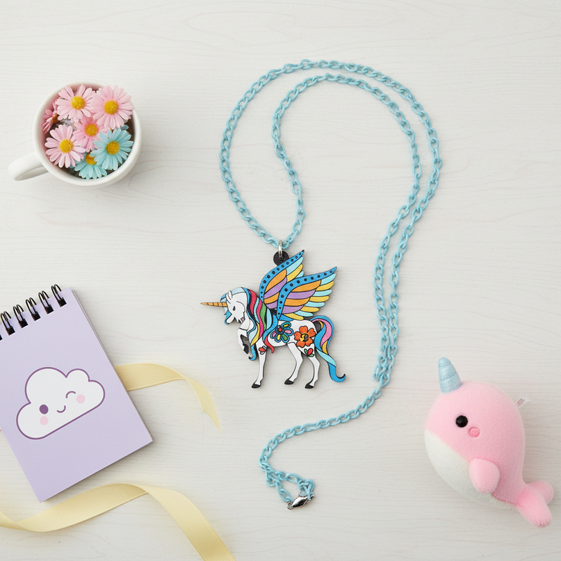 majestic winged unicorn necklace - flat-lay