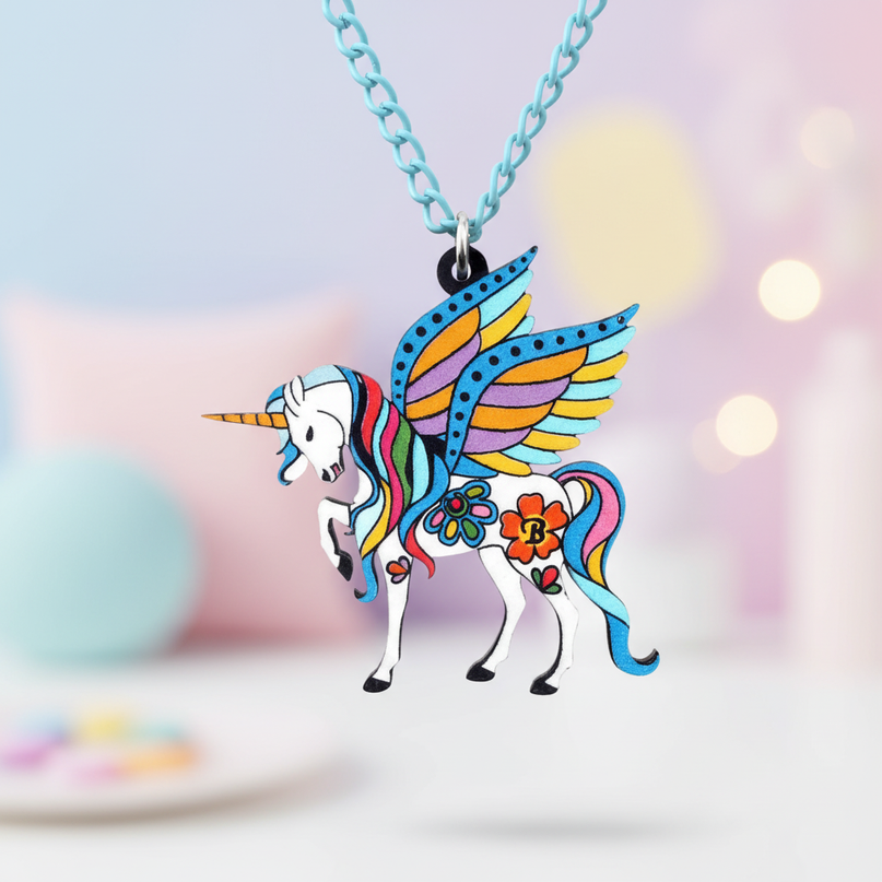 majestic winged unicorn necklace - lifestyle