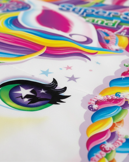 majesty rainbow face unicorn bedding - detail