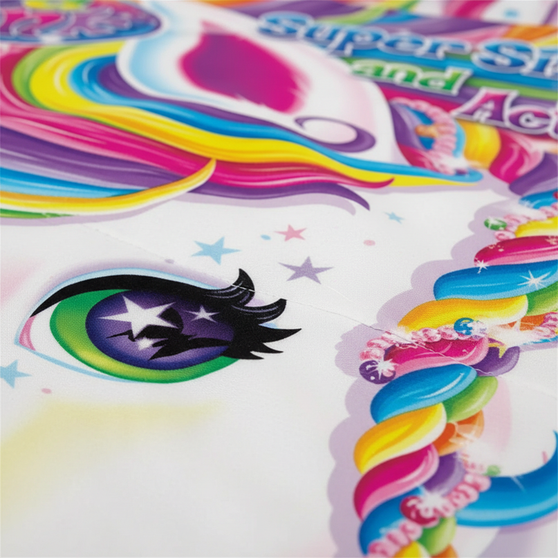 majesty rainbow face unicorn bedding - detail