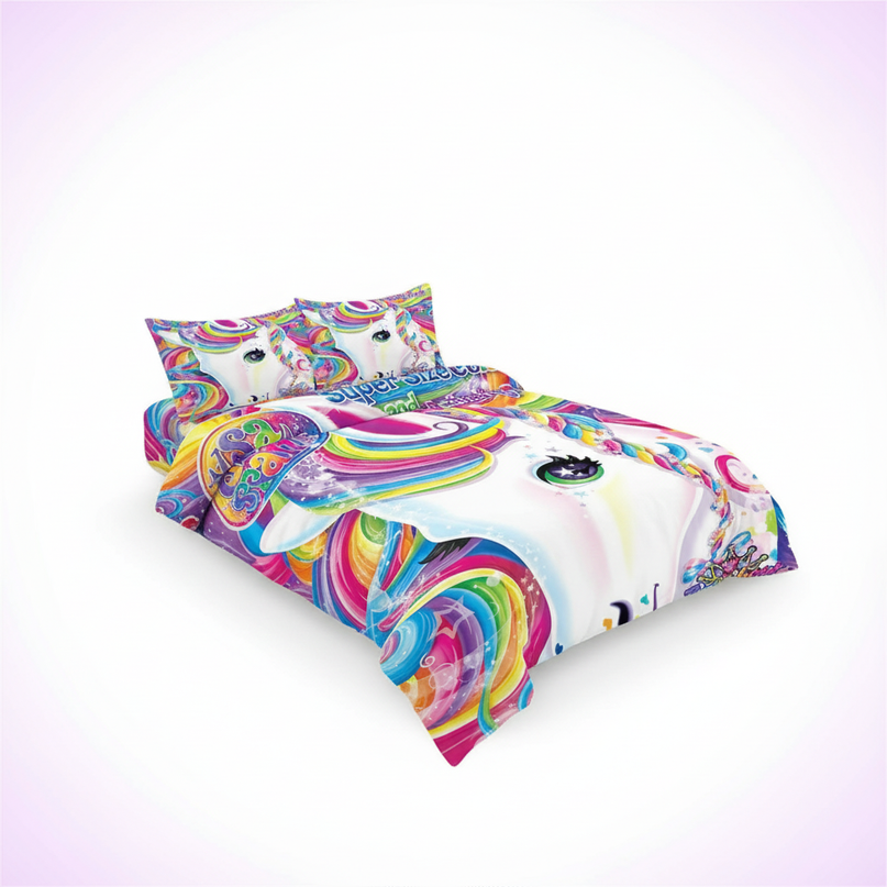 majesty rainbow face unicorn bedding - white-bg