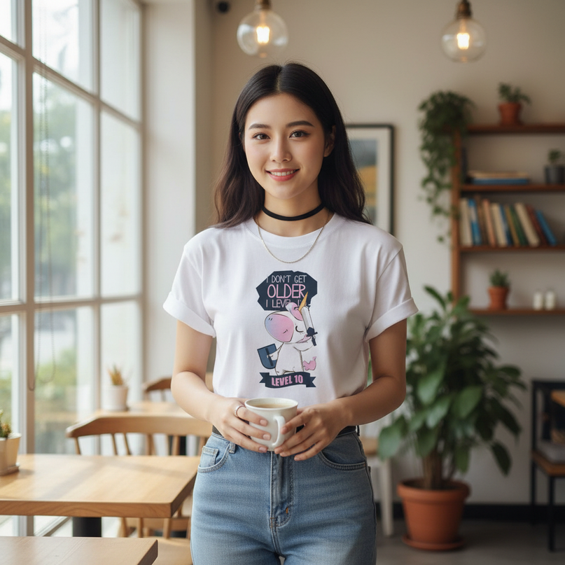 maroon unicorn shirt - lifestyle