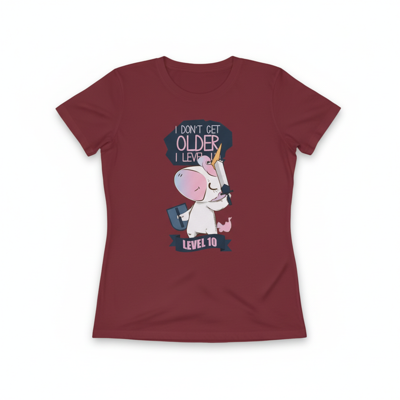 maroon unicorn shirt - white-bg