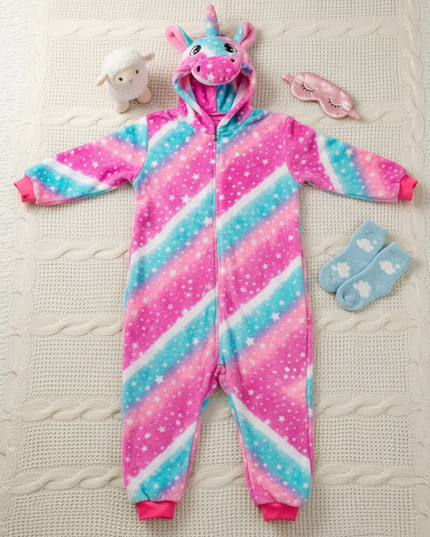matching unicorn onesies - flat-lay