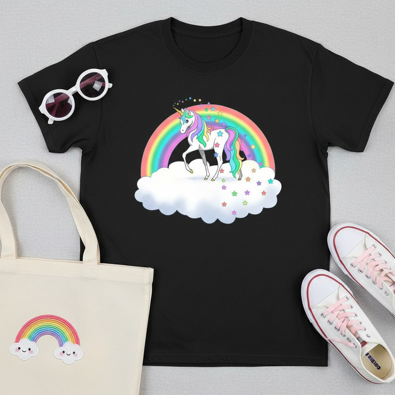 matching unicorn shirts - flat-lay