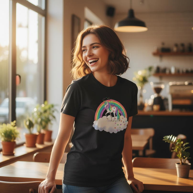 matching unicorn shirts - in-use