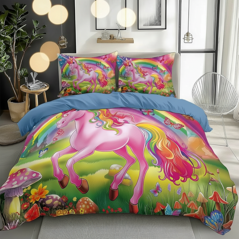 meadow mushroom unicorn bedding - lifestyle