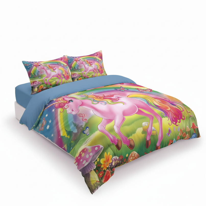 meadow mushroom unicorn bedding - white-bg