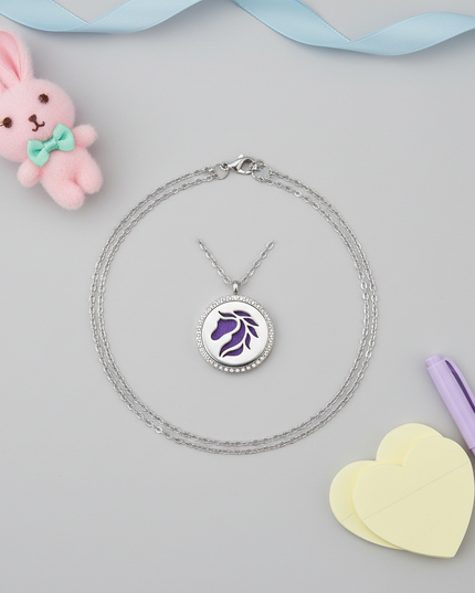 medallion unicorn necklace - flat-lay