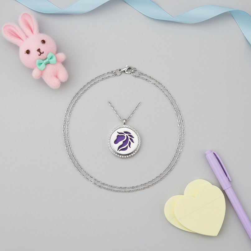 medallion unicorn necklace - flat-lay
