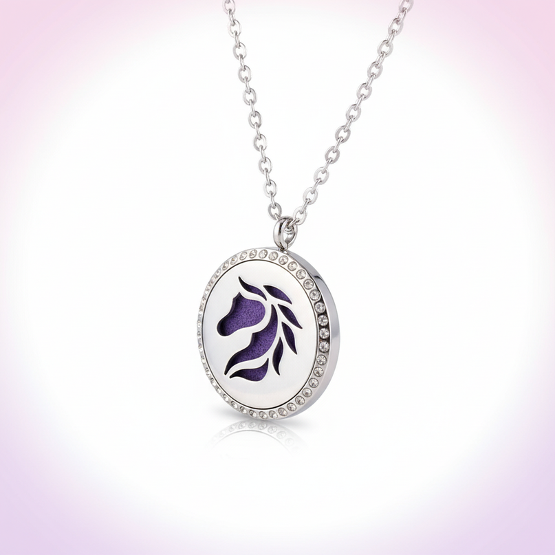 medallion unicorn necklace - white-bg