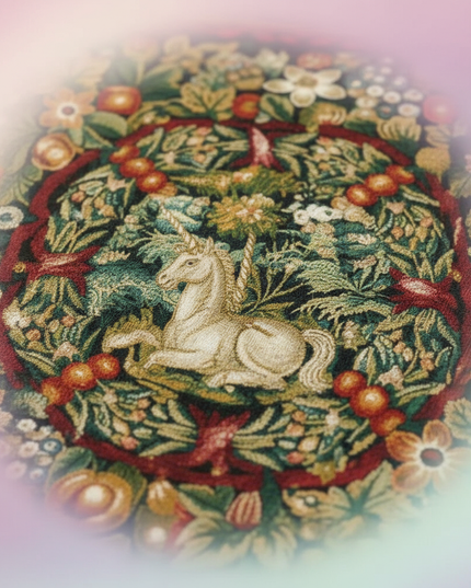 medieval unicorn blanket - detail