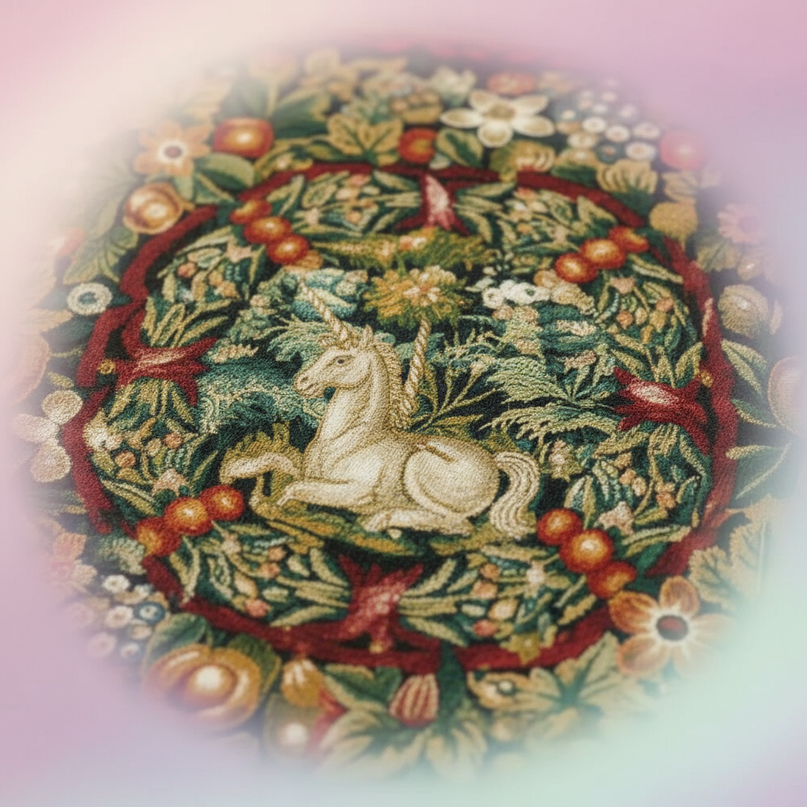 medieval unicorn blanket - detail