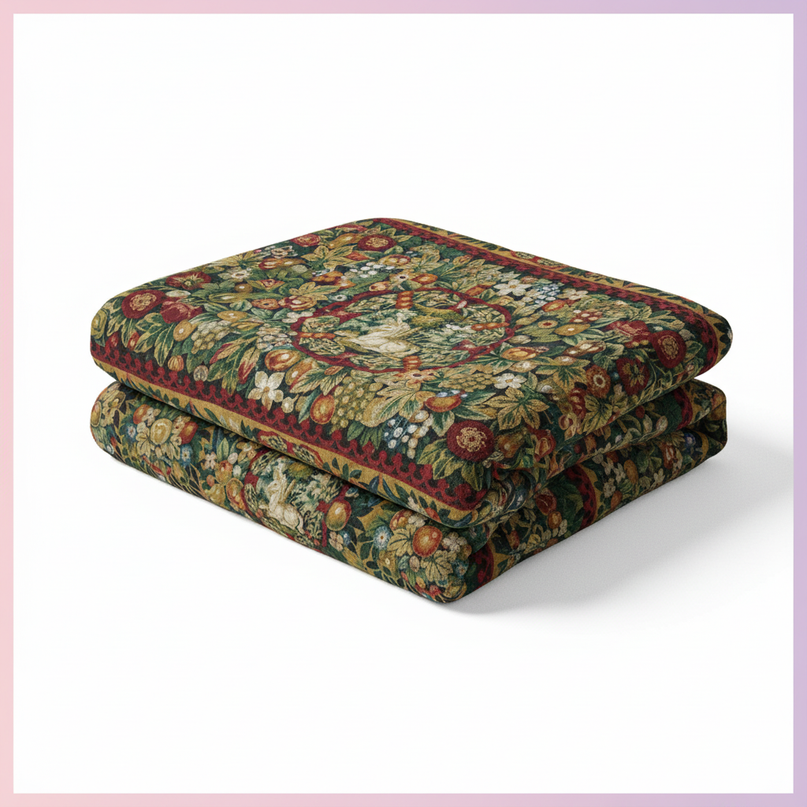 medieval unicorn blanket - white-bg