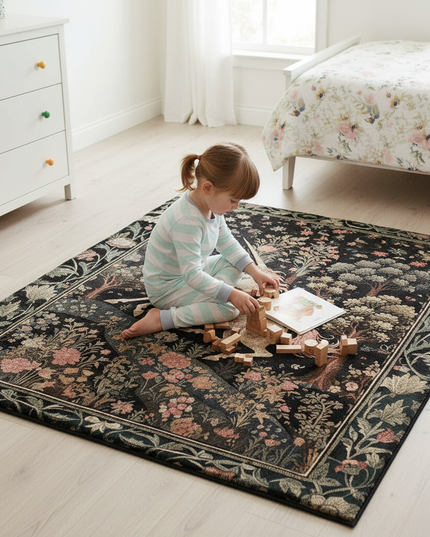 medieval unicorn rug - in-use