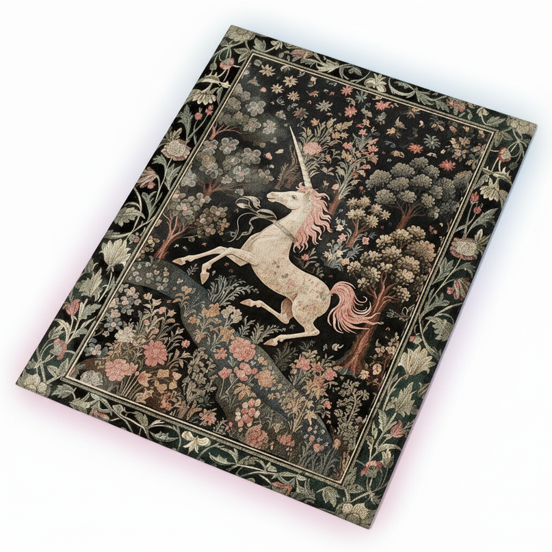 medieval unicorn rug - white-bg