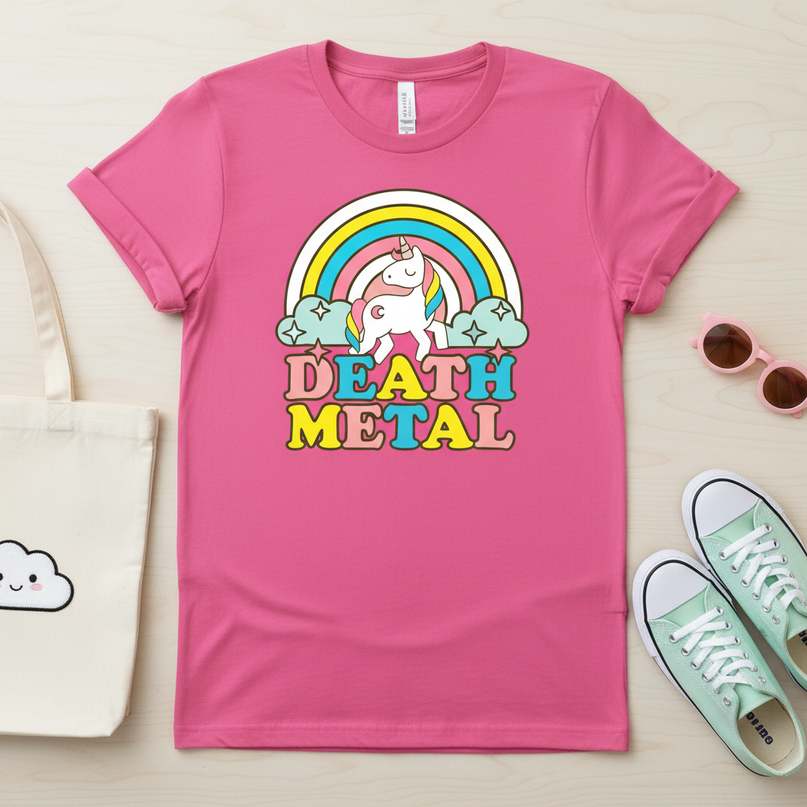 mens pink unicorn shirt - flat-lay