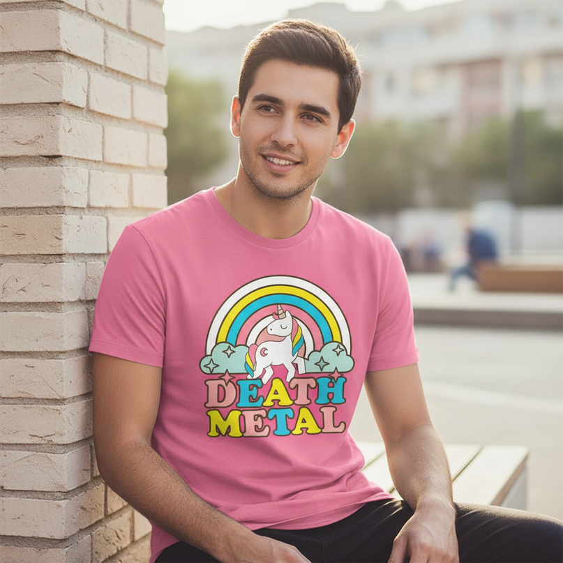 mens pink unicorn shirt - lifestyle