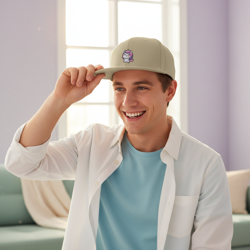 mens unicorn hat - in-use