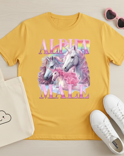 mens unicorn shirt - flat-lay
