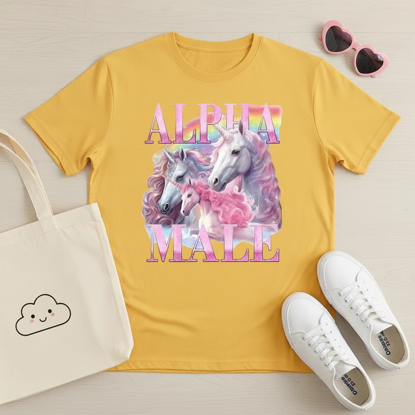 mens unicorn shirt - flat-lay