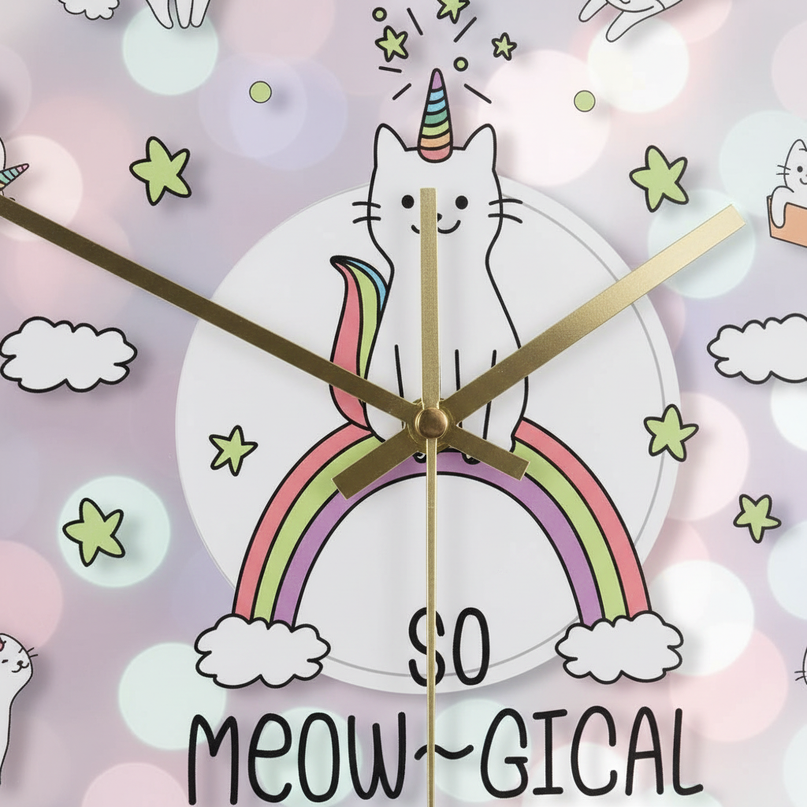 meowgical unicorn clock - detail