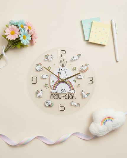 meowgical unicorn clock - flat-lay