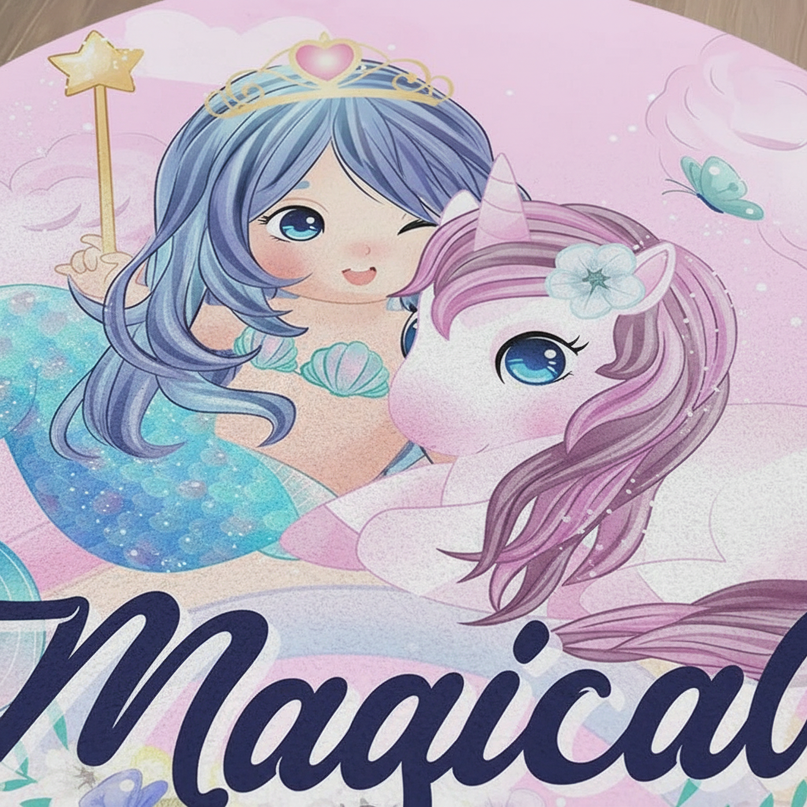mermaid unicorn rug - detail