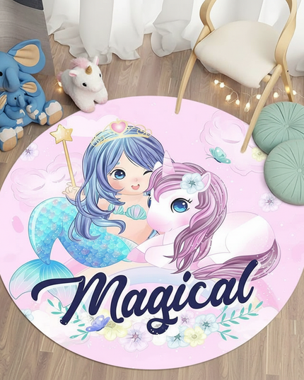 mermaid unicorn rug - flat-lay
