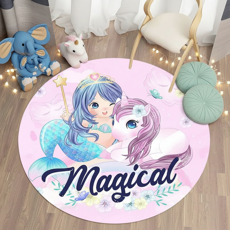 mermaid unicorn rug - flat-lay