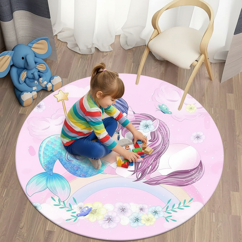mermaid unicorn rug - in-use