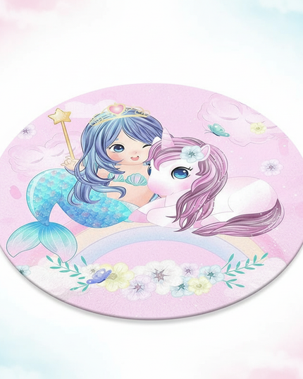 mermaid unicorn rug - white-bg