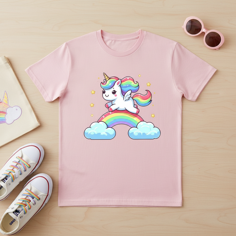 mermaid unicorn tee shirt - flat-lay
