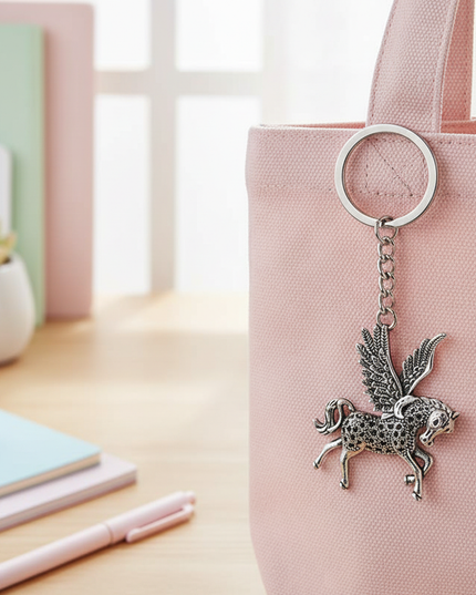 metal unicorn keychain - lifestyle