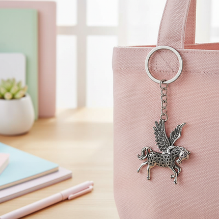 metal unicorn keychain - lifestyle