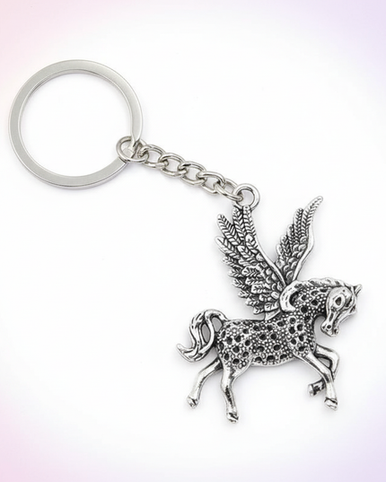 metal unicorn keychain - white-bg